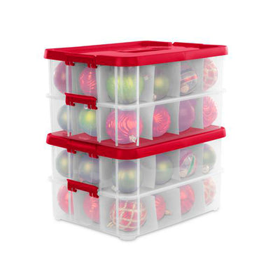 Sterilite 24 Compartment Stack and Carry Christmas Ornament Storage Box (8 Pack)