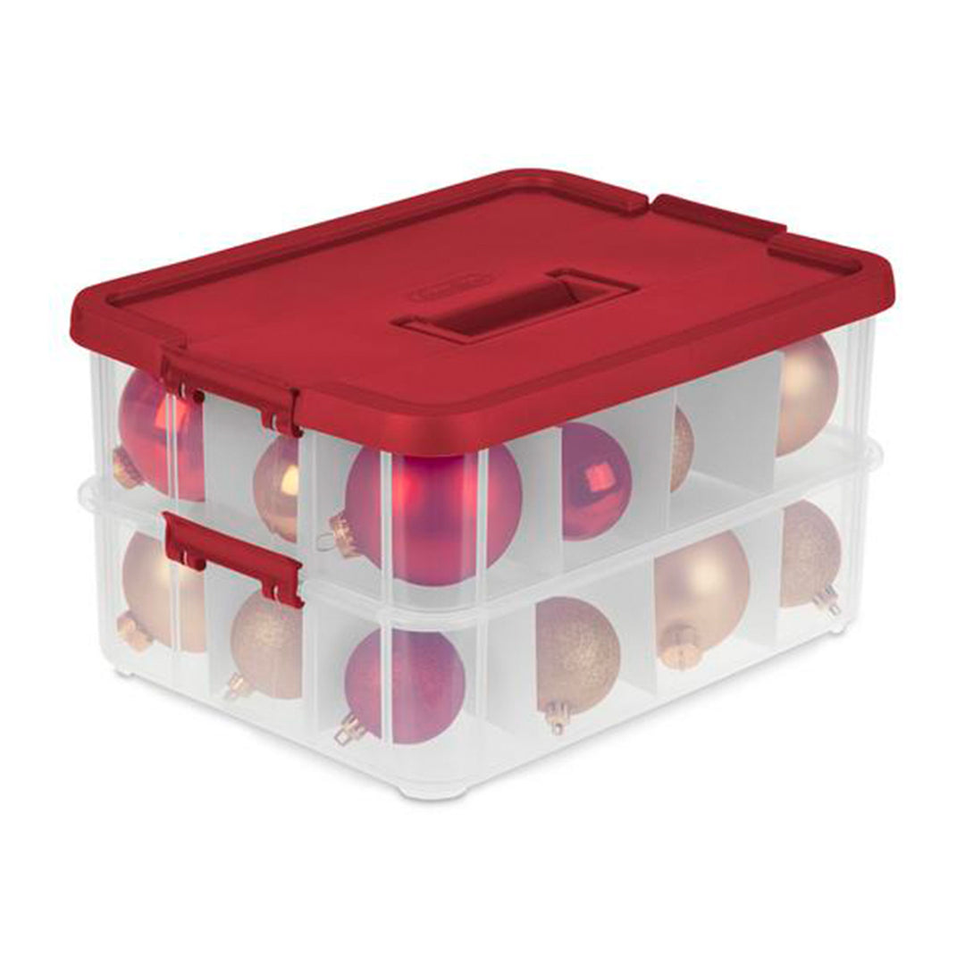 Sterilite 24 Compartment Stack and Carry Christmas Ornament Storage Box (4 Pack) - VMInnovations