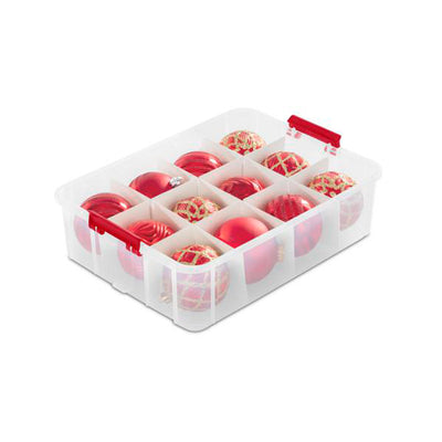 Sterilite 24 Compartment Stack and Carry Christmas Ornament Storage Box (4 Pack)