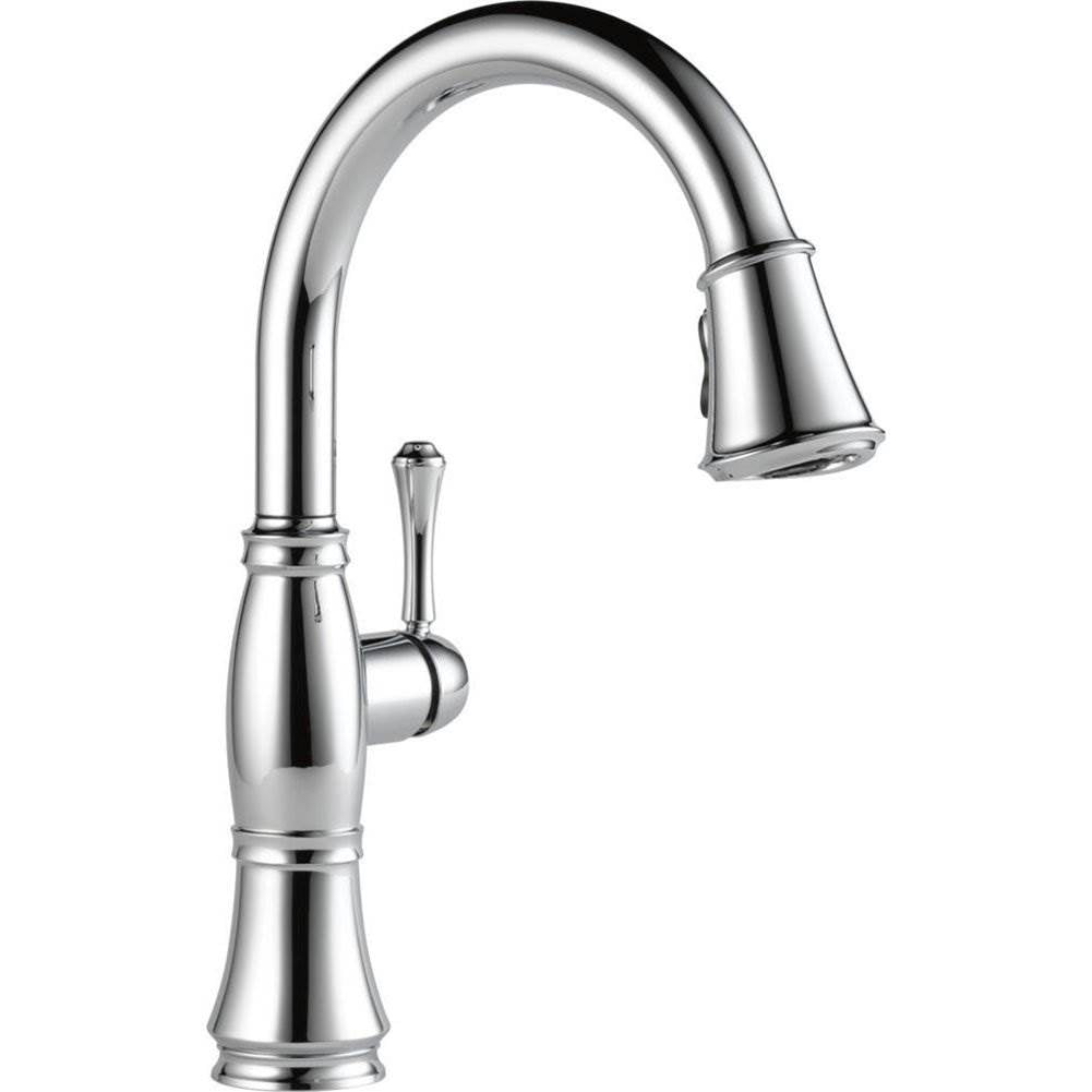 Delta Faucets Cassidy Single Handle Kitchen Faucet, Polished Chrome (Open Box)