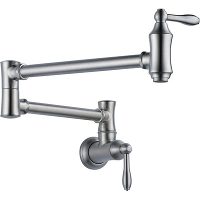 Delta Faucets Victorian Pot Filler Wall Faucet, Arctic Stainless (Open Box)