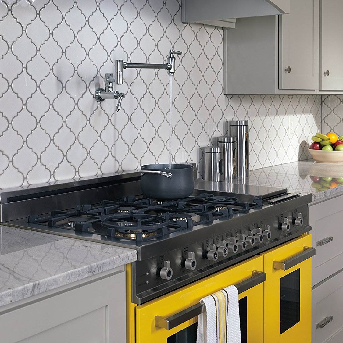 Delta Faucets Victorian Pot Filler Wall Faucet, Arctic Stainless (Open Box)