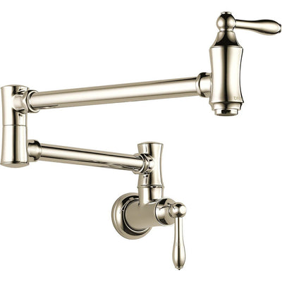 Delta Faucets Victorian Pot Filler Wall Faucet, Polished Nickel (Open Box)