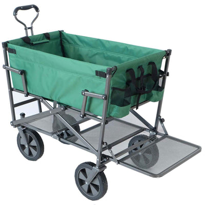 Mac Sports Steel Double Decker Collapsible Yard Cart Wagon, Green (Used)