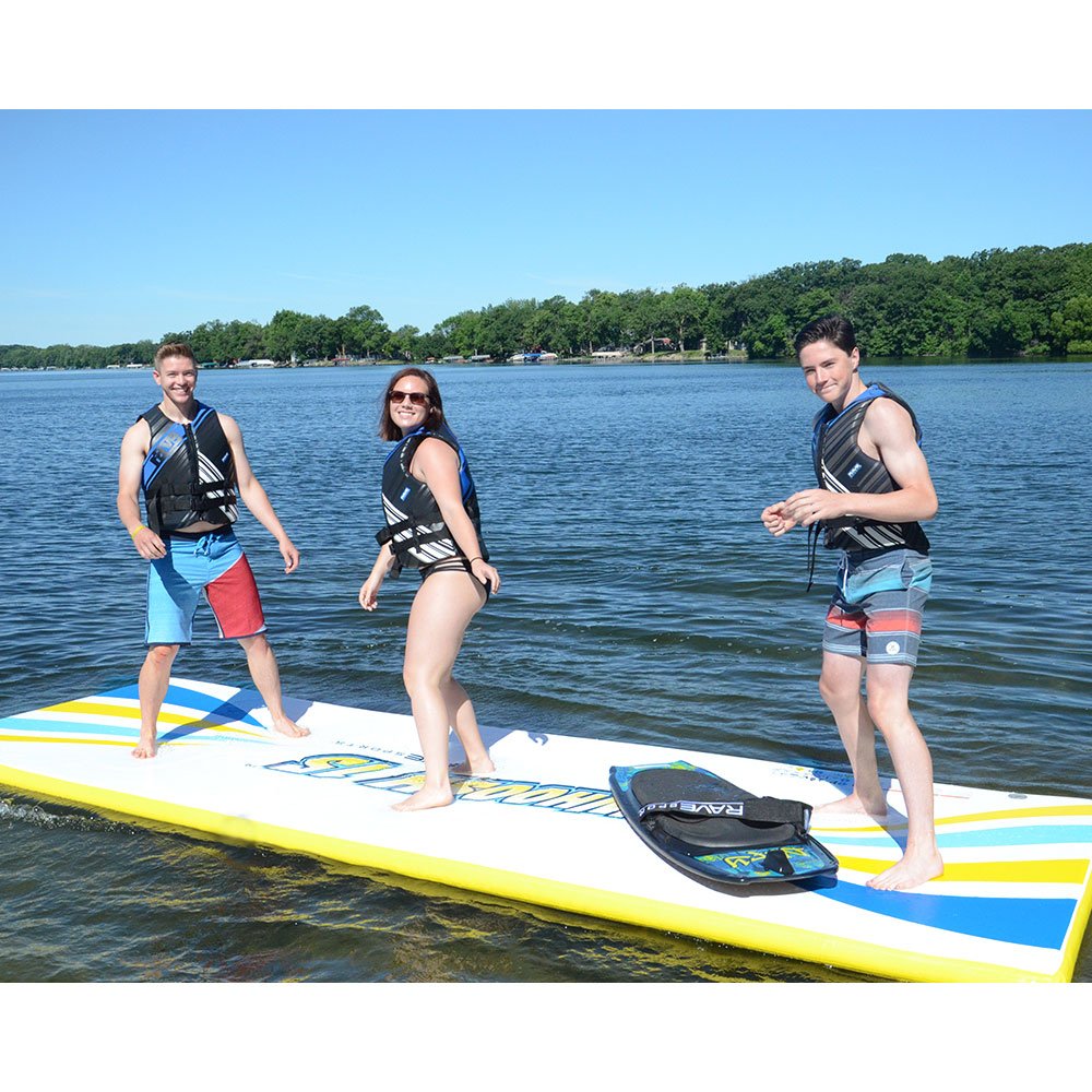 Inflatable 3 Piece Anchor Connection Kit,15-ft Water Mat Blow Up Platform w/Pump