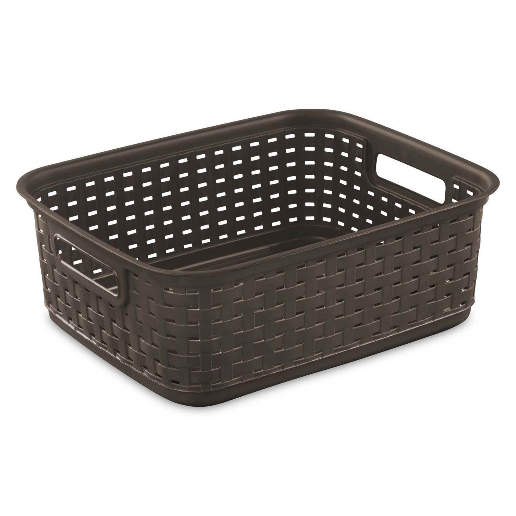 Sterilite Decorative Wicker-Style Weave Basket, Espresso | 12726P06 (12 Pack) - VMInnovations