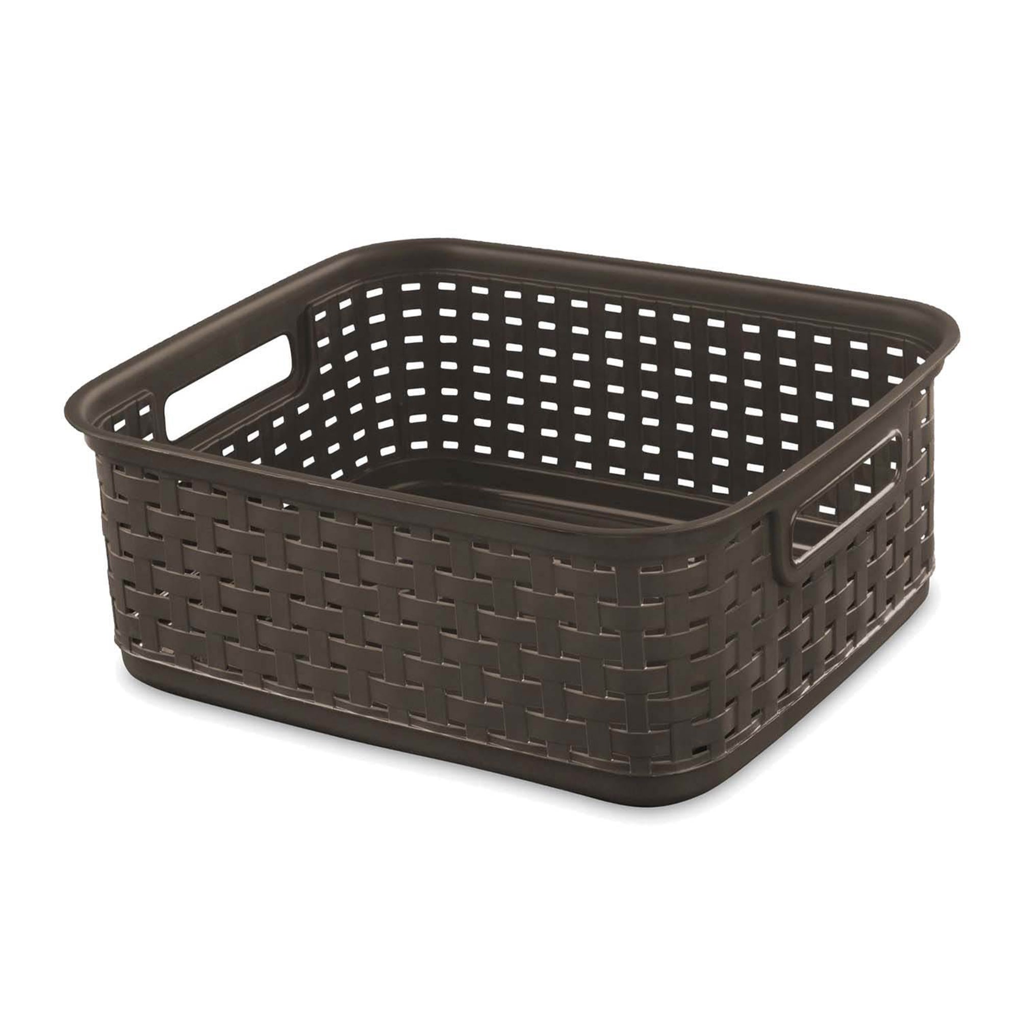 Sterilite Decorative Wicker-Style Weave Basket, Espresso | 12726P06 (12 Pack) - VMInnovations