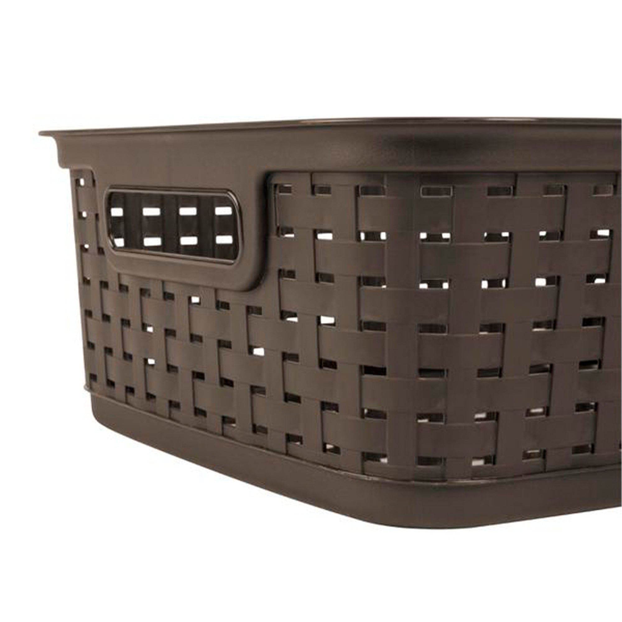 Sterilite Decorative Wicker-Style Weave Basket, Espresso | 12726P06 (12 Pack) - VMInnovations