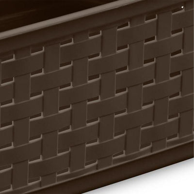 Sterilite Decorative Wicker Style Short Weave Storage Basket, Espresso (24 Pack)