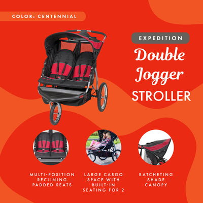 Baby Trend Lightweight Expedition Double Jogger Stroller, Centennial (Open Box)