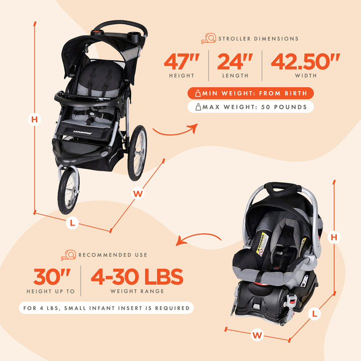 Baby Trend Expedition Travel System with Stroller and Car Seat, Millennium White