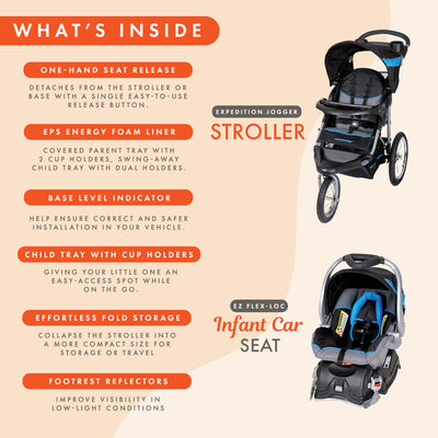 Baby Trend Expedition Travel System with Stroller and Car Seat, Millennium blue