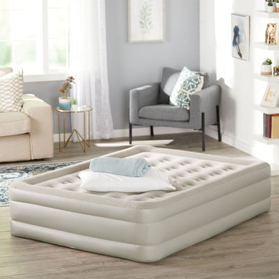Insta-Bed 18 Inch Queen Sized Inflatable Airbed Mattress with Internal AC Pump