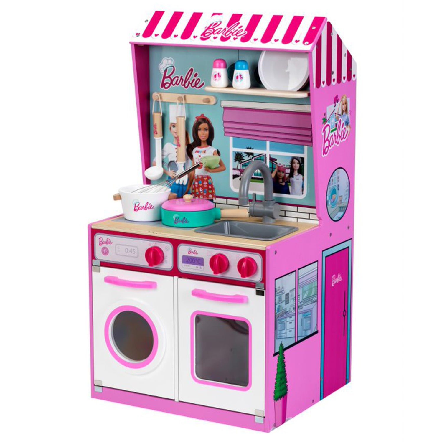 Theo Klein 2 In 1 Barbie Kitchen/Dollhouse and Epic Chef Wooden Kitchen Playset - VMInnovations