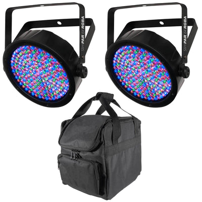 Chauvet DJ SlimPar 64 LED RGBA Stage Light (2 Pack) + Equipment Bag for 4 Lights