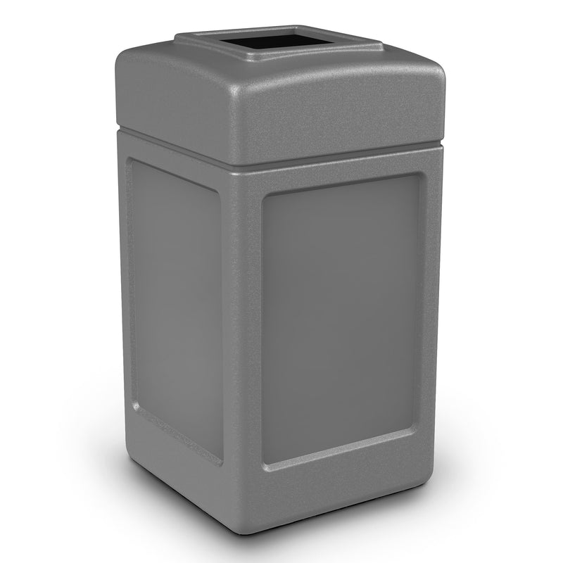 Commercial Zone Open-Top Square 42 Gallon Waste Trash Container, Gray (Open Box)