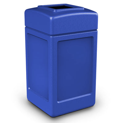 Commercial Zone Open-Top Square 42 Gallon Waste Trash Container, Blue (Open Box)