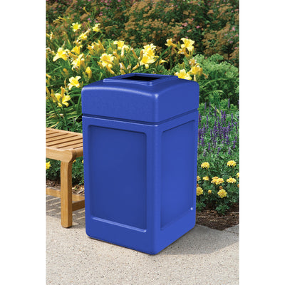 Commercial Zone 732104 Open-Top Square 42 Gallon Waste Trash Container, Blue - VMInnovations