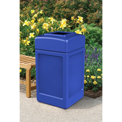 Commercial Zone Open-Top Square 42 Gallon Waste Trash Container, Blue (Open Box)