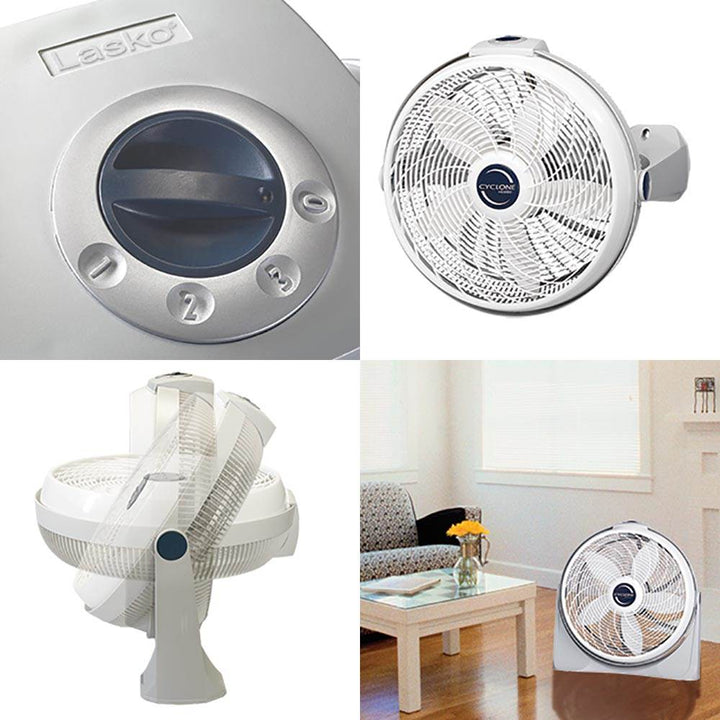 Lasko 20 Inch Cyclone Floor or Wall Mounted Pivoting Fan, White (Open Box)