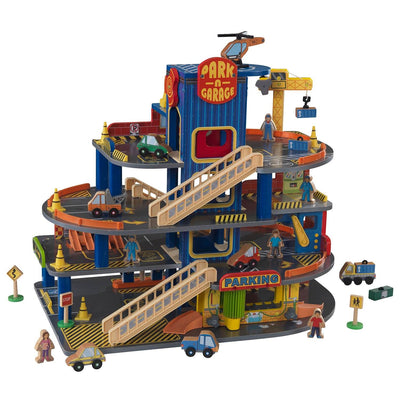 KidKraft Deluxe 4 Level Detailed Wooden Car Garage Kids Playset (Open Box)