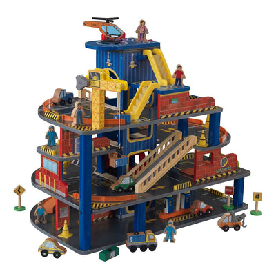 KidKraft Deluxe 4 Level Detailed Wooden Car Garage Kids Playset (Open Box)