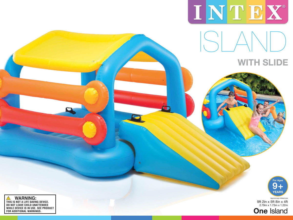 Intex Inflatable Island Pool Float Cabin Hut Water Slide | Open Box