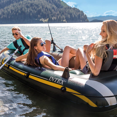 Intex Seahawk 3 Person Inflatable Boat Set w/ Aluminum Oars & Pump (Used) - VMInnovations