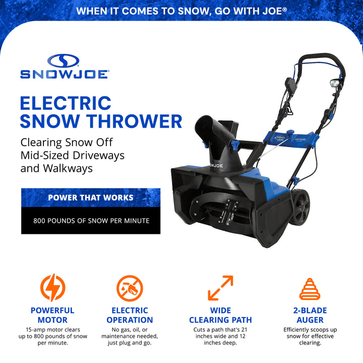 Snow Joe Ultra 21" 15 Amp Electric Snow Thrower with 4 Blade Auger (Used) - VMInnovations