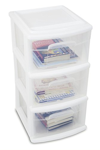 Homz Plastic 3 Drawer Storage Container Tower, Clear Drawers/Lime Frame (Used)