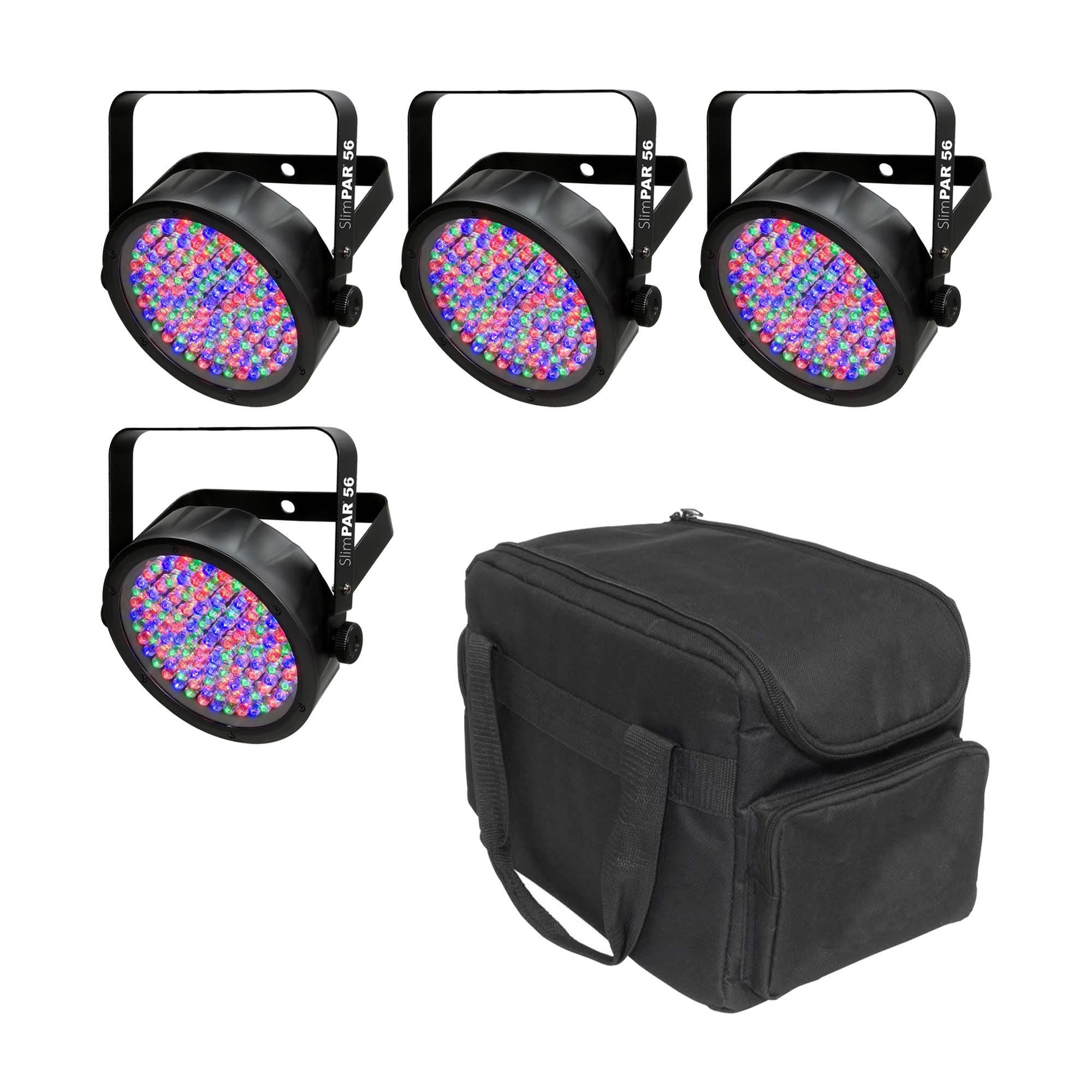 Chauvet DJ SlimPar 56 LED DMX SlimPar Can Light Effect (4 Pack) + Transport Bag