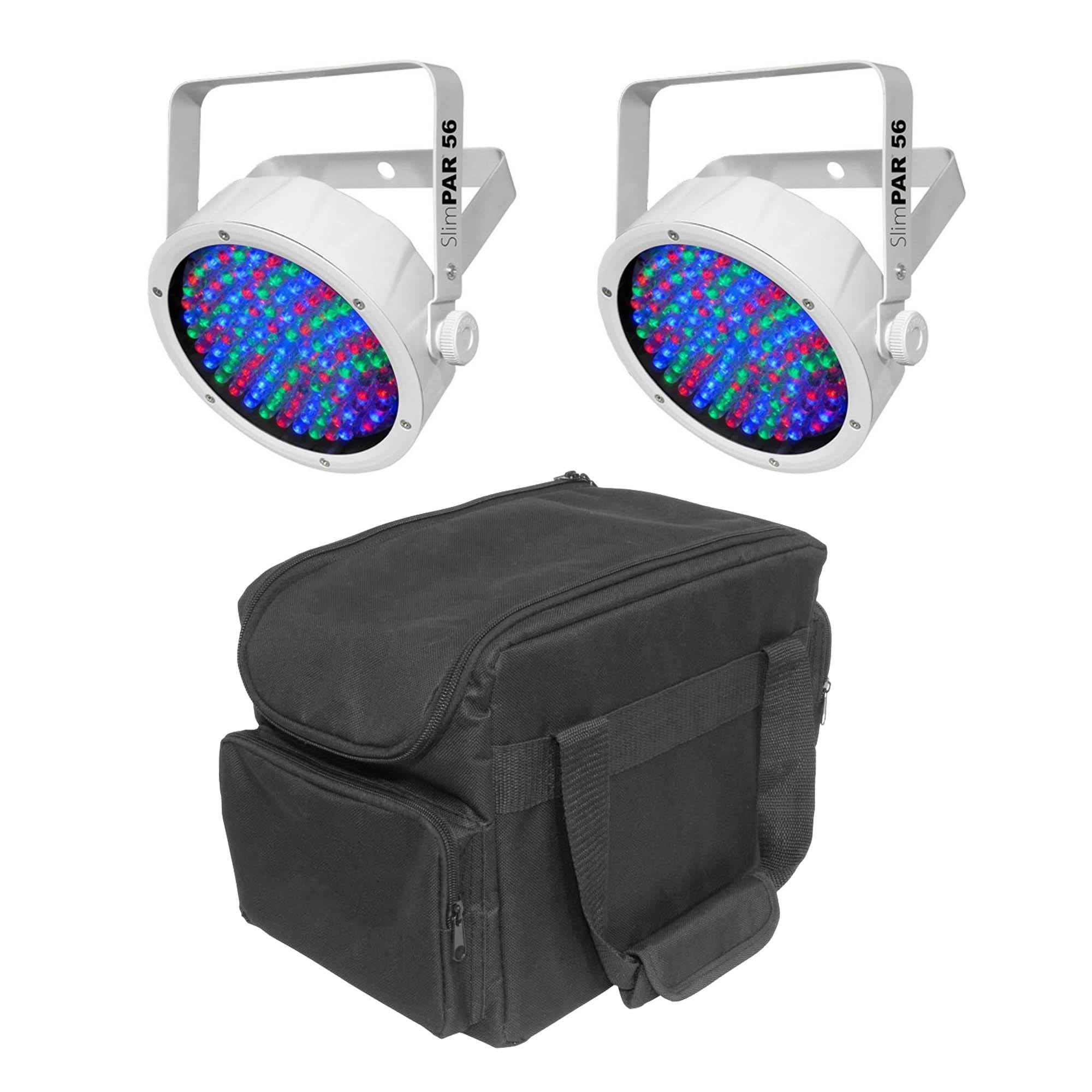 Chauvet DJ SlimPAR 56 LED DMX White Can Light Effect (2 Pack) + Transport Bag