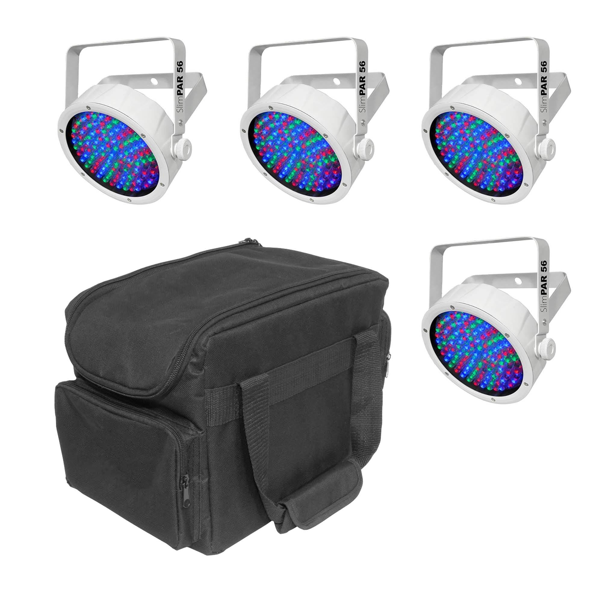 Chauvet DJ SlimPAR 56 LED DMX White Can Light Effect (4 Pack) + Transport Bag