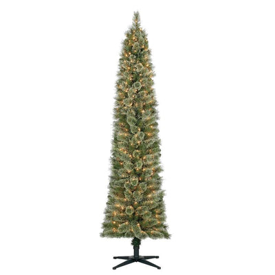 Home Heritage 7' Artificial Pencil Pine Slim Christmas Tree w/ Lights (Open Box)