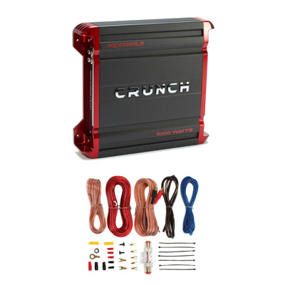 Crunch 1000W 2 Channel Powerzone Class AB Car Amplifier + 8-Gauge Wiring Kit