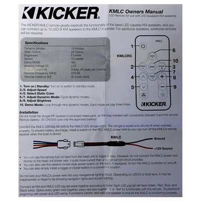 Kicker 41KMLC Marine Speakers Subs LED Multi-Color Lighting Remote -Open Box