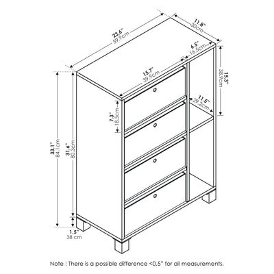 Furinno 4 Drawer Multipurpose Storage Shelf Cabinet Organizer, Espresso/Brown