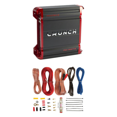 Crunch 750 Watt 2 Channel Powerzone Class A/B Car Amplifier + 8 Gauge Wiring Kit