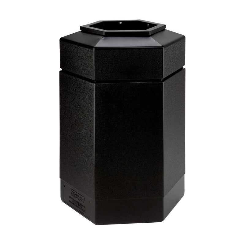 Commercial Zone 737101 Open-Top 30 Gal Hexagon Waste Trash Container Bin, Black