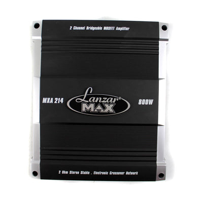 Lanzar 800 Watt Max 2 Channel MOSFET Bridgeable Amplifier + 8 Gauge Wiring Kit
