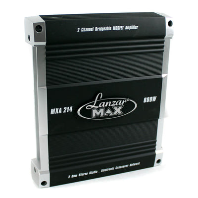 Lanzar 800 Watt Max 2 Channel MOSFET Bridgeable Amplifier + 8 Gauge Wiring Kit