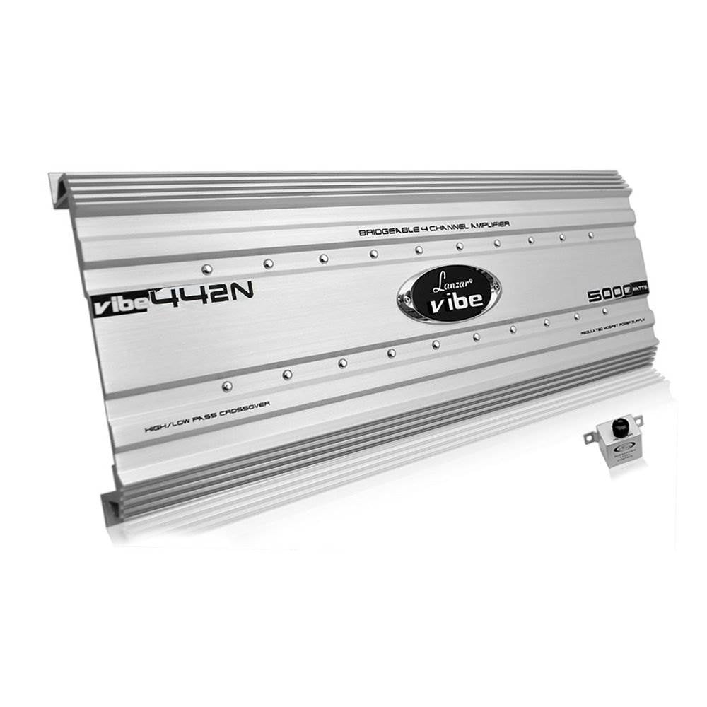 Lanzar 5000 Watt 4 Channel Bridgeable Car Audio Amplifier + 0 Gauge Wiring Kit