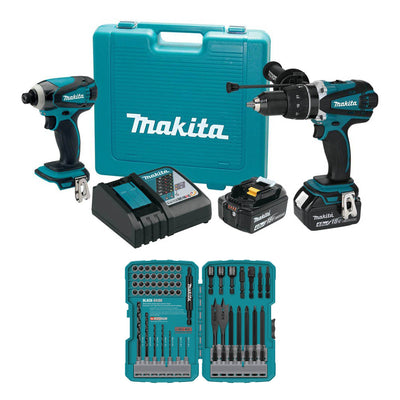 Makita Tools 18V LXT Lithium-Ion Cordless 2 Pc. Combo Kit Drill Driver + Bit Set