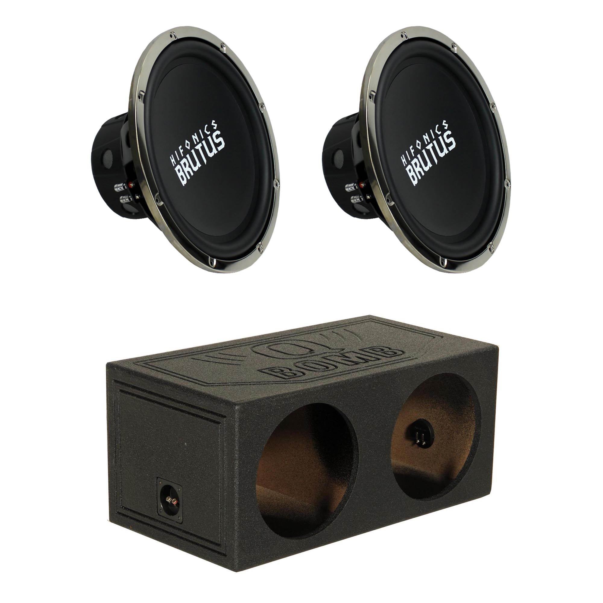 Hifonics Brutus 15 Inch 1200 Watt Subwoofer (2 Pack) + Subwoofer Box Enclosure