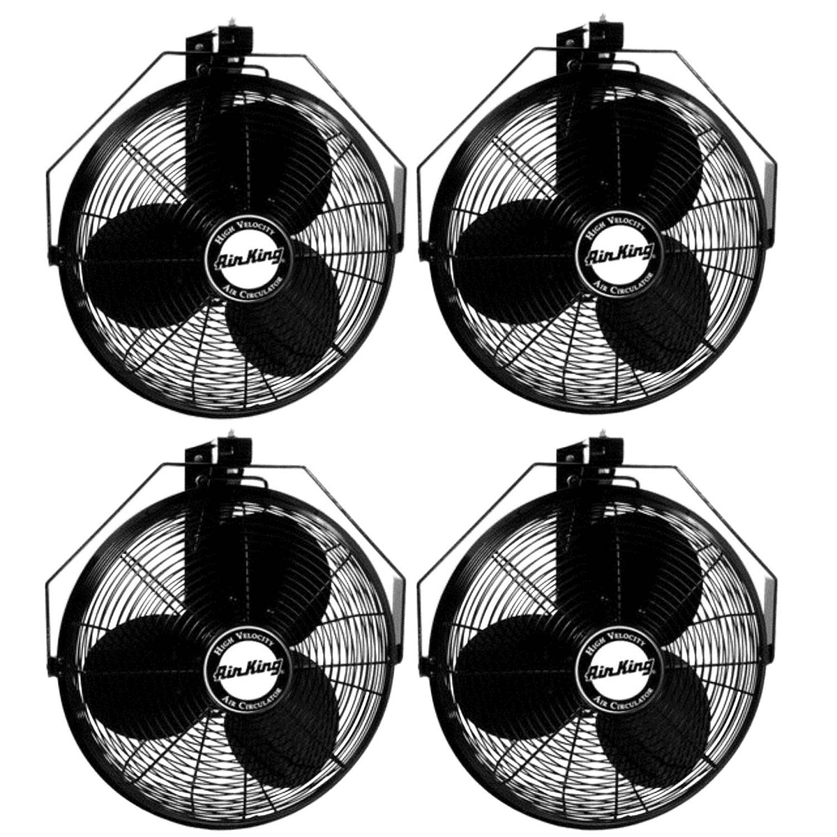 Air King 18 Inch 1/6 HP Industrial Grade 3 Blade Wall Mounted Fan (4 Pack)