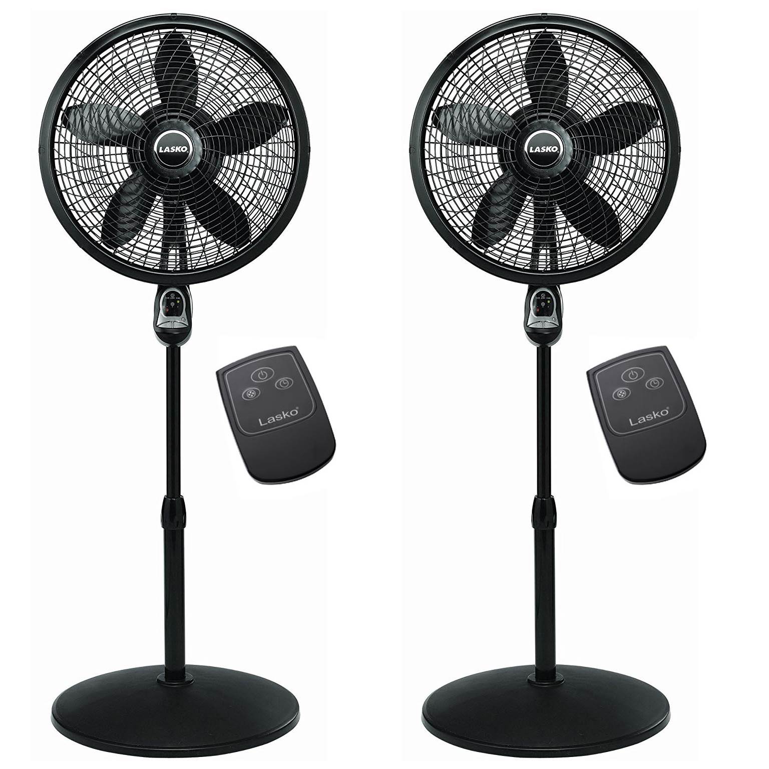 Lasko 18 inch Oscillating Cyclone Pedestal Stand Fan w/ Remote Control (2 Pack)