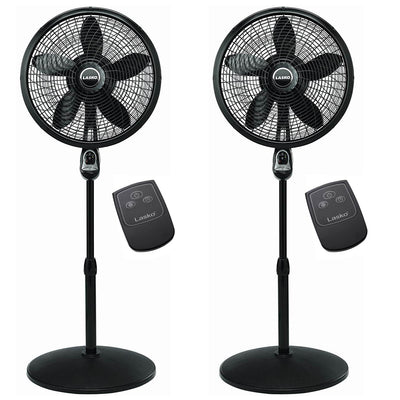 Lasko 18 inch Oscillating Cyclone Pedestal Stand Fan w/ Remote Control (2 Pack)