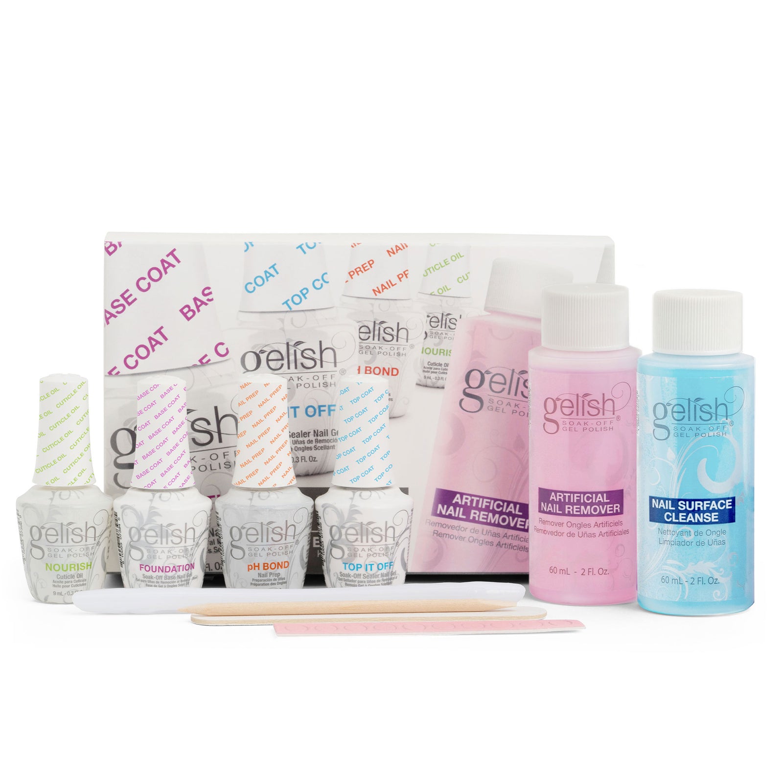 Gelish 15 mL Soak Off Gel Nail Polish Basix Care Kit with Remover and Cleanser - VMInnovations