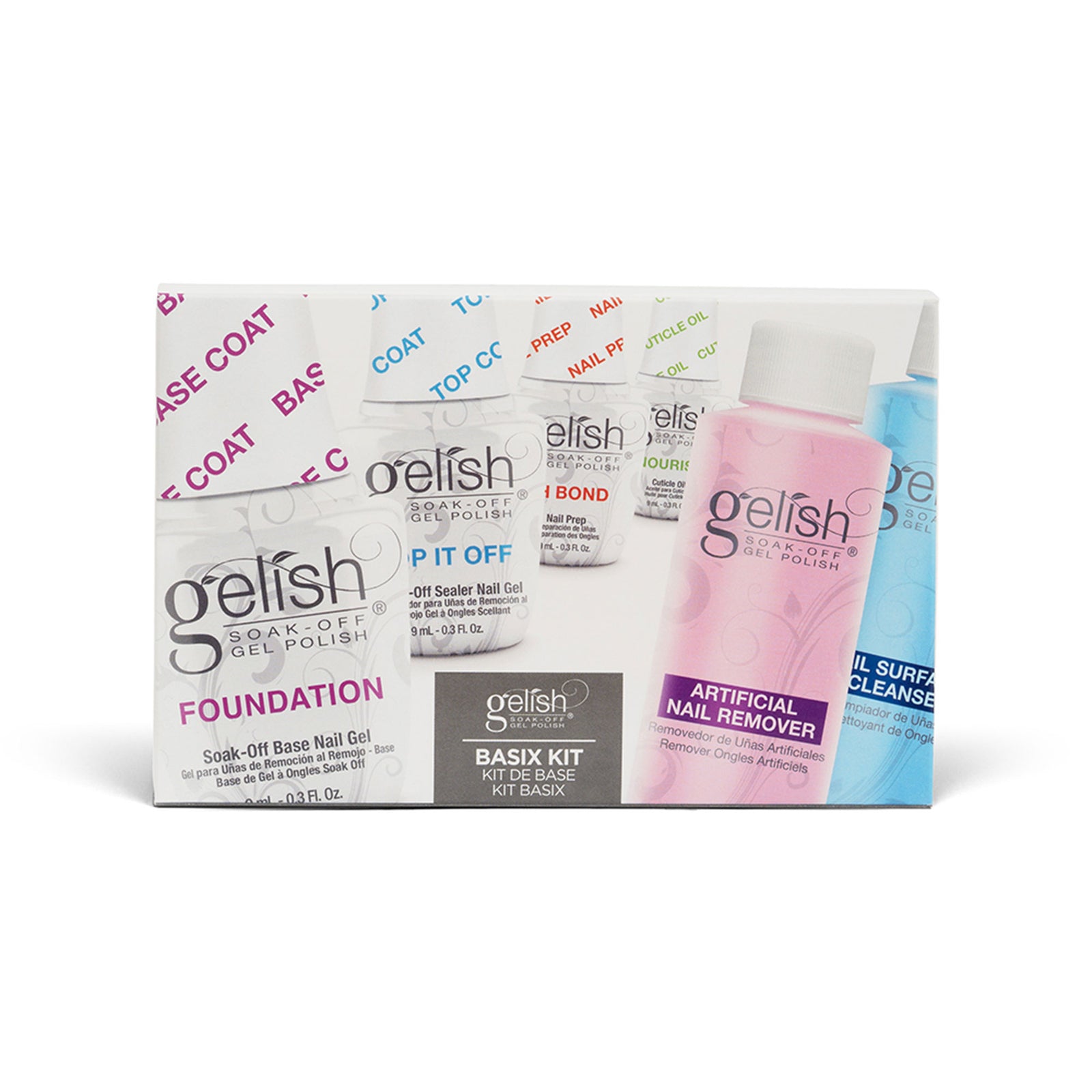 Gelish 15 mL Soak Off Gel Nail Polish Basix Care Kit with Remover and Cleanser - VMInnovations