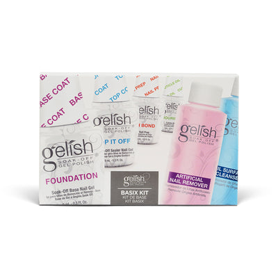 Gelish 15 mL Soak Off Gel Nail Polish Basix Care Kit with Remover and Cleanser